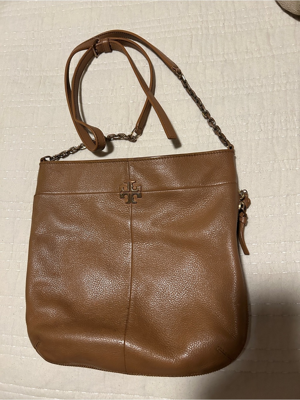 Tory Burch Ivy convertible Tan Pebbled Leather Crossbody Bag